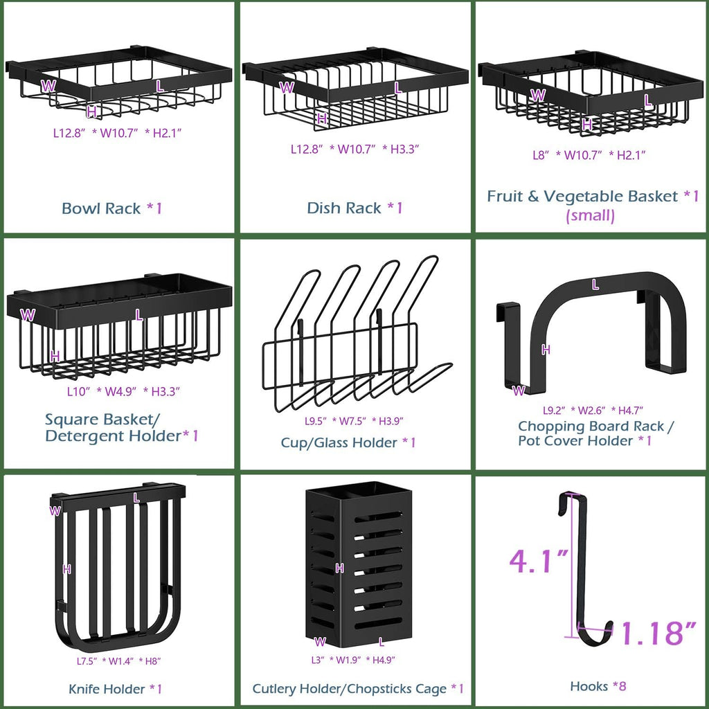 over Sink Dish Drying Rack Stainless Steel, Adjustable Large Dish Drainer for Storage Kitchen Organization Black 2 Tier - Standard(26"-38")