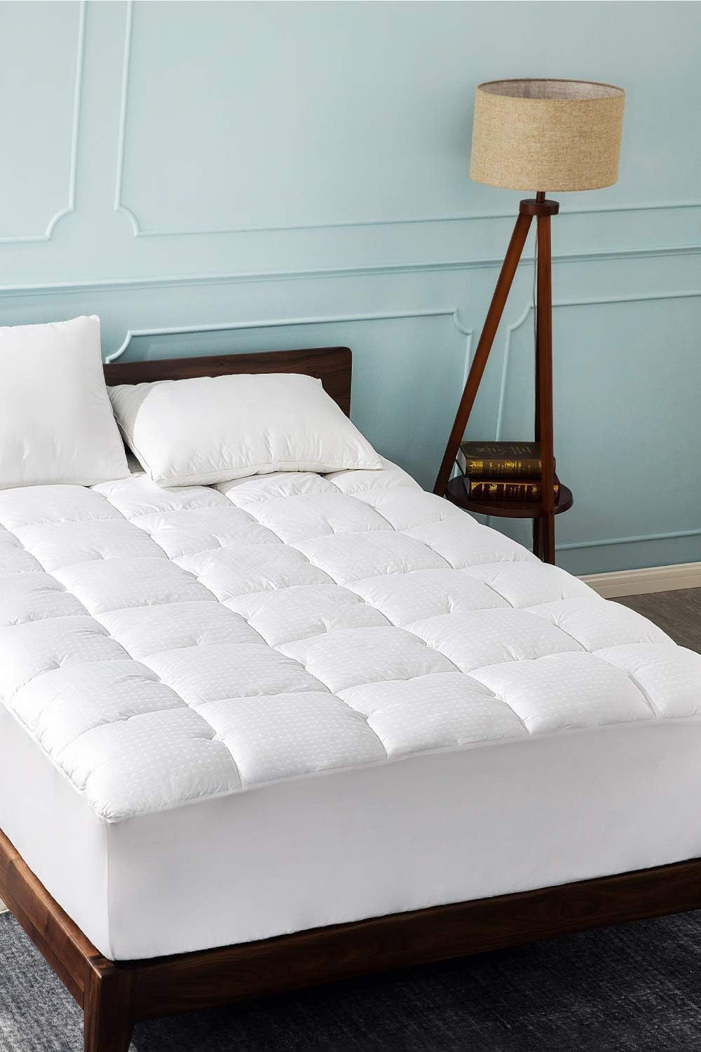 Cotton Mattress Pad, Upgraded Thick Breathable Quilted Fitted Mattress Cover with Deep Pocket (8"-18"), Extra Soft down Alternative Filled Mattress Topper (Twin)